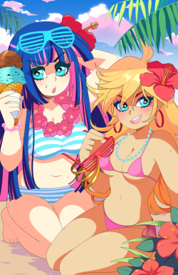 lolopan:  sugaryrainbow:  Summer Anarchy Sisters 🌸 A print for Metrocon!  I LOVE THIS SO MUCH  &lt;3