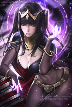 sakimichan:  Tharja from fire emblem, suggested ~ I did my best to keep her looking as close as possible to the game version, she was fun to paint :D and I’m happy with the similarities to the actually game illustration i managed to get XD and of course