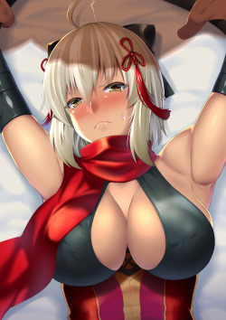 butter-t: Okita Alter is done. I haven’t draw bukkake (money shot on face) for a long time, so I added a bit too much. It isn’t strange that she chokes on it. (LOL) Those who pledged will of course receive uncensored version. Please help to retweet.