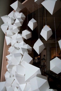 Geometry Anything to do with straight lines and shapes that show geometric shapes. Image shows clear geometric shapes. The lampshades are made up from polygons With clear cut lines and bold geometric shapes. 
