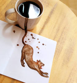 sweettart-cosplay:  kazechama:  asylum-art-2:  The Coffee Cats  by Elena Efremova   At the coffee time, Russian illustrator Elena Efremova  enjoys herself drawing adorable cats directly inspired by the type of  coffee she’s drinking like an ordinary