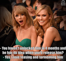  Hi, love your captions! Especially the ones about celebrities, is it possible to get a few of Taylor Swift?                Could you do one of karlie kloss about chastity Could you do a blue balls denial with karlie kloss please?          