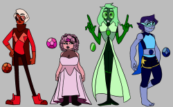 egossweetart:  who likes dying i do!!!!!!!! the kids in this au are a seperate faction of the crystal gems stationed in the canadian east coast. they’re completely disconnected from the events in the canon su universe, though still within it. gem info