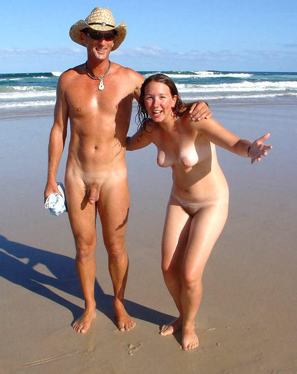Naked men and women on nude beaches