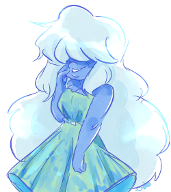 rosalina-et-luma:  Sapphire in a blue and green version of a dress I have but never wear. 