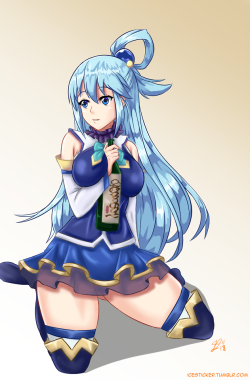icesticker: The Best Useless Goddess Aqua Was rewatching konosuba between the end of the Spring anime season and the start of the Summer season and wanted to draw my favourite character. I would like to try something more goofy with her after this. With