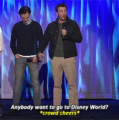 et-in-arkadia:  katebishopofearth:  #i’m mega delighted and confused because he’s straight up dressed like steve rogers#it is actual steve rogers offering to take everyone to disney world  meanwhile is that sebastian or bucky who knows either way