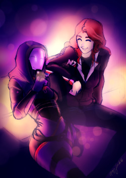 skyvales:A commission of Beej’s femshep and Tali.