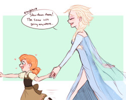 tiny anna and big sister elsa are gonna go out and play in the snow  GONNA GO MAKE A HELLA RAD SNOWMAN