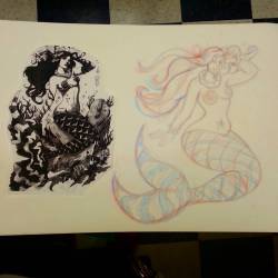 Working on some mermaid flash. #art  #mermaid #drawing  (at Empire Tattoo Quincy)