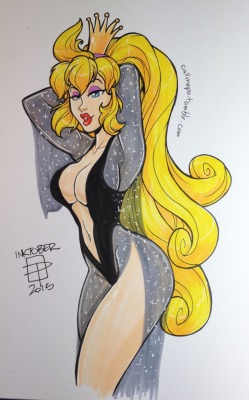 callmepo:  Inktober day 29 - Princess Daphne. Great news about the Dragon’s Lair movie Kickstarter so I chose Princess Daphne to draw. But I went  a little overboard with the colors because once I used that bright yellow for the hair I had to balance