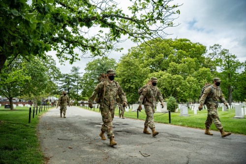 lavish-lucy:  semperannoying:    Earlier today, soldiers from the 3d U.S. Infantry Regiment (The Old Guard) placed U.S. flags at headstones as part of Flags-In at Arlington National Cemetery, Arlington, Virginia, May 21, 2020. For more than 50 years,