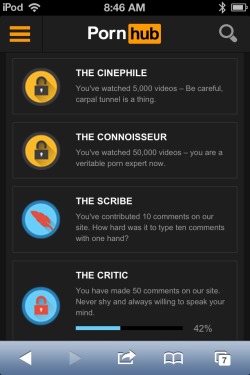 zachiavelli:  buttflick:  Were you guys aware that Pornhub has ACHIEVEMENTS? BECAUSE I WASN’T.  Hey what’s up guys it’s Ray from Achievement Hunter and we’re back in Pornhub for “The Scribe” achievement 