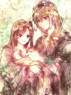 k-yuu:  King Alibaba and Queen Morgiana, sweet family with a baby XD