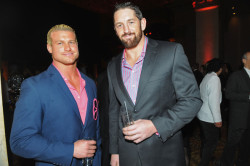 rwfan11:  Dolph Ziggler and Wade Barrett - @ happy hour! …and yes, Dolph has pink shades in his pocket! …..real men wear pink! …only real men with swag wear pink glasses! 