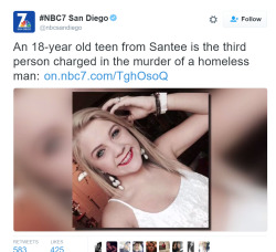 viewsfromourside:  myactivism:    18-Year Old Woman Charged in Beating Death of Homeless Man in Santee (X)   Notice they did not use her mugshot for this photo.   also did not call her a woman/adult or any other degrading terms such as thug/terrorist