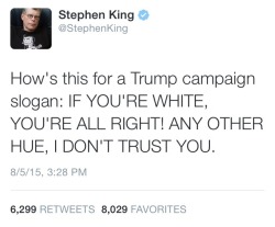 rootbeersweetheart:  cquickmm:  scientificphilosopher:  Stephen King’s killing it on the twiddler.  -  Stephen has no chill and I love it 