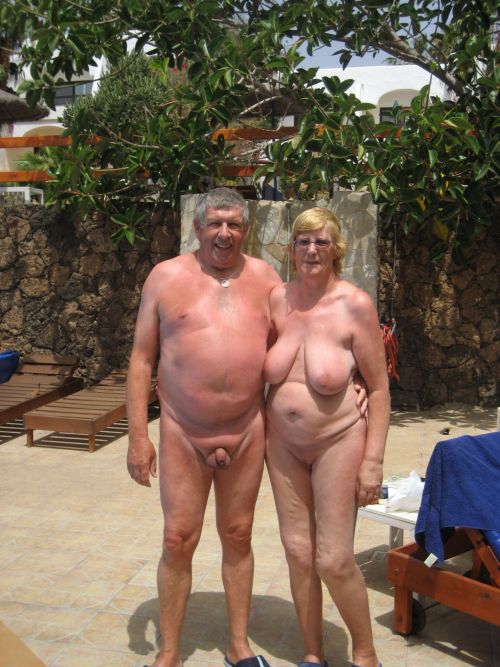 Mature nudist couples outdoors