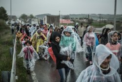 troposphera:  Idomeni, Greece Hundreds of refugees take part in a demonstration on the border of Greece and Macedonia, demanding that it be opened. Photograph: Pablo Tosco/Oxfam 