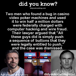 did-you-kno:  John Kane and Andre Nestor landed themselves in a two-year long battle with the courts over when beating the house becomes a crime. When Nestor was arrested, cops beat down his door, flooded into his house, held an AR-15 in his face, tore