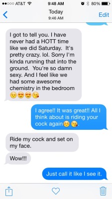 oknow1975:  The guy my wife fucked, telling her how awesome she was in bed! 