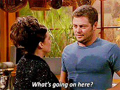  onscreenkisses:  Will and Grace, 4x09 - “Moveable Feast”  Megan Mullally with real life husband Nick Offerman 