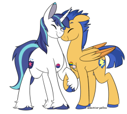 lesbian-sunshim:    Shimmer Verse Pride Day 12: Shining Armor (bisexual!) x  Flash Sentry (gay and trans!)  