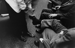 onlyoldphotography:  Robert Frank: Bootblack at Work Aboard the Congressional Limited, 1955 
