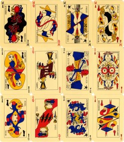 Le Jeu de Marseille, also known as the Surrealist card deck, was conceived and created in 1940-41 by André Breton and a group of his Surrealist friends (Wifredo Lam, Max Ernst, Jacqueline Lamba, Oscar Dominguez, Victor Brauner, Jacques Hérold, André