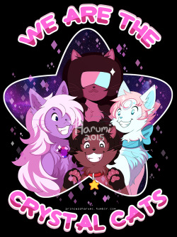 princessharumi:  Oh man, I told you guys I’d do it !! After the positive response from my Crystal Cats doodles, I mused the of making the idea into an actual shirt. After a few days of work I finally got it done just now ! It took a lot of work but