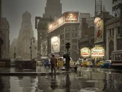 ollebosse:    A rainy winter day in NYC, 1943  