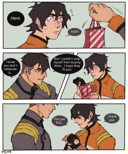 nonis: Their first Christmas together (as a couple) and Shiro wonders whats the best way to spoil his boyfriend with out making it too obvious–     ✦ My Sheith Secret Santa for @cosmicalduck! ✦Hope you guys have a Merry Christmas and Happy Holidays!