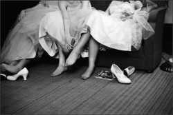 1950sunlimited:  Teenaged girls resting their feet at their first formal dance, 1956 