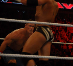 rwfan11:  something catches Cena’s eye…. …could it be Alex Riley’s package!? 