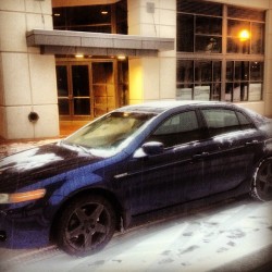 First snow for the year! #acura #acuratl #acurazine  (at Baxter&rsquo;s Sports Lounge)