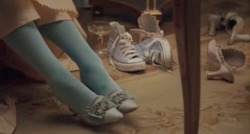 francounjamed: &ldquo;When Marie-Antoinette is going through her shoes while preparing for a big party you see a pair of blue Converse All Star 1923 Chuck Taylor basketball shoes for about one and a half seconds. While these shoes were definitely not