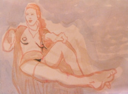 Here&rsquo;s a drawing/watercolor that I did of Lily Bordeaux at the Boston Dr Sketchy&rsquo;s.   11&quot;x14&quot;  Matt Bernson 2012