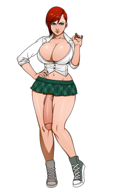 snowbunny-lola: popsiclebunny:   Gift art for Grategy.  Characters name is,  Erika Richards, sexy high school bully~   Futa bitch ! 😍 