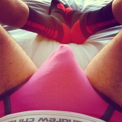 andrewchristian:  rugbysocklad:  Me chilling! #nike #elite #elites #socks #andrewchristian #pants #bulge #big #dick #chillout #hardon  http://andrewchristianshop.com/