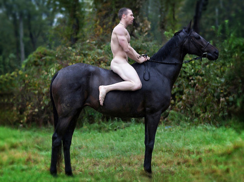 naked, bareback horse rider
