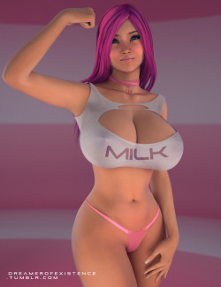 dreamerofexistence:  Got Milk?- Well you know what they say. Always make sure to drink plenty of “MILK” for strong bones! :’] Maybe we ought to give her some “Vitamin D” too. .. Should I show her topless? What do you all think? Let me know
