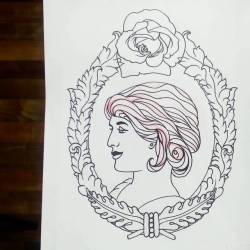 Been working on a thing.  Victorian cameo. #art #drawing #tattooapprentice #apprentice #filigree #frame #portrait #profile #artistsoninstagram #artistsontumblr  (at Raven&rsquo;s Eye Ink)