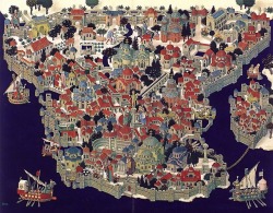 mapsontheweb: Map of Constantinople  in the style of medieval city maps.