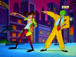 xander-dander:  the-interweebs:  Jim Carrey and his stand the Mask  BEHOLD THE THE POWER OF MY STAND!   『BEHIND THE MASK』   