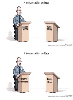 odinsblog:  Kinda seems like a one sided conversation, doesn’t it? I’m tired of “conversations on race” whenever another innocent, unarmed black person is executed by the police. They’re as perfunctory as they are repetitive.   We need justice,