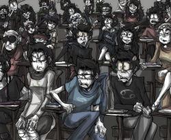 miaouler:  orangelemonart:  &ldquo;Interspecies Xenobiology Class&rdquo; Obviously based on the very popular picture of that 20’s girls sex-ed class below  Look at Rose’s smug-ass face. Yeah she’s read Karkat’s harlequin novels. She knows what’s
