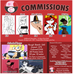 lewdstew: COMMISSIONS (OPEN) NSFW Contents   Updated the commission sheet to include info on animations, what i’m willing and not willing to draw, and a small mention of the Patreon 
