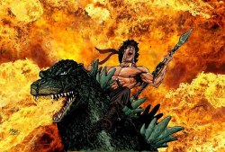 alochucknorris:  peterfromtexas:  Rambo Riding Godzilla by Marcelo Braga Visto en guatdafak ¿No puedes ver el contenido? Visualiza la publicación original en la web del autor haciendo clic en este enlace.