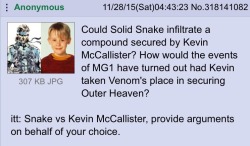 spplmj:Solid Snake vs Outer Kevin