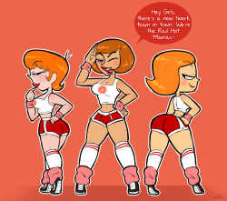princesscallyie:  A commission. He wanted a twerk team like my Booty Queens and Twerker Bees, but with redheaded milfs. So here’s Dexter’s mom, Maddie Fenton, and Debbie Turnbull as the Red Hot Mamas. Gonna show these young children a thing or two